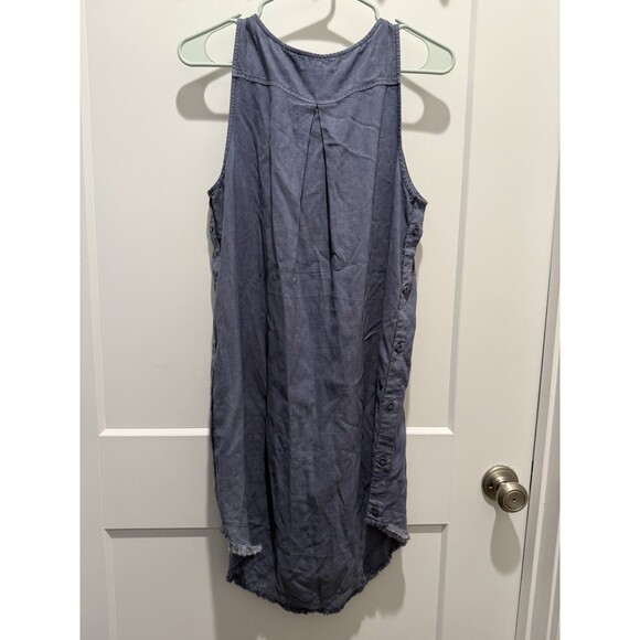 Anthropologie Cloth & Stone Small Chambray Side Button Up Tank Dress Sleeveless - Picture 6 of 6